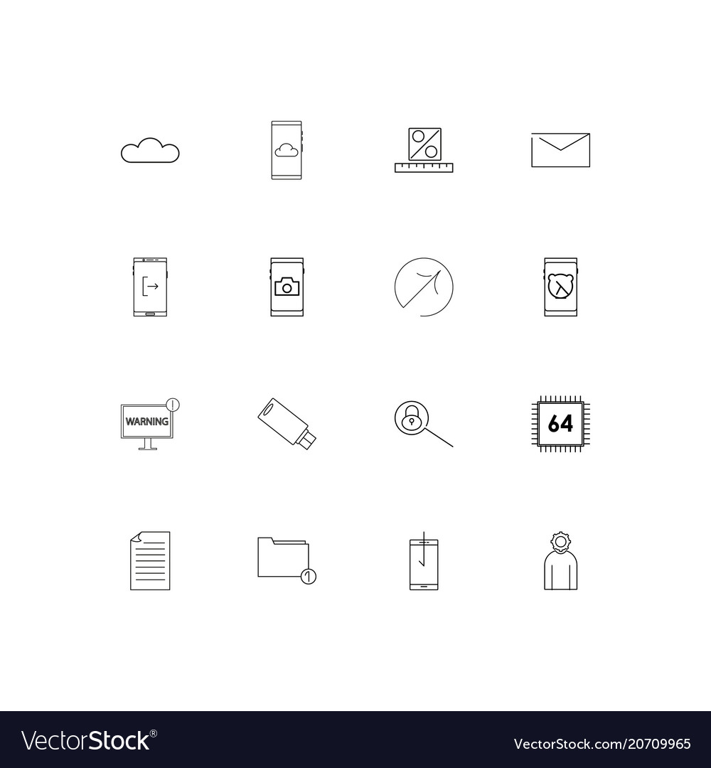 Internet technologies simple linear icons set