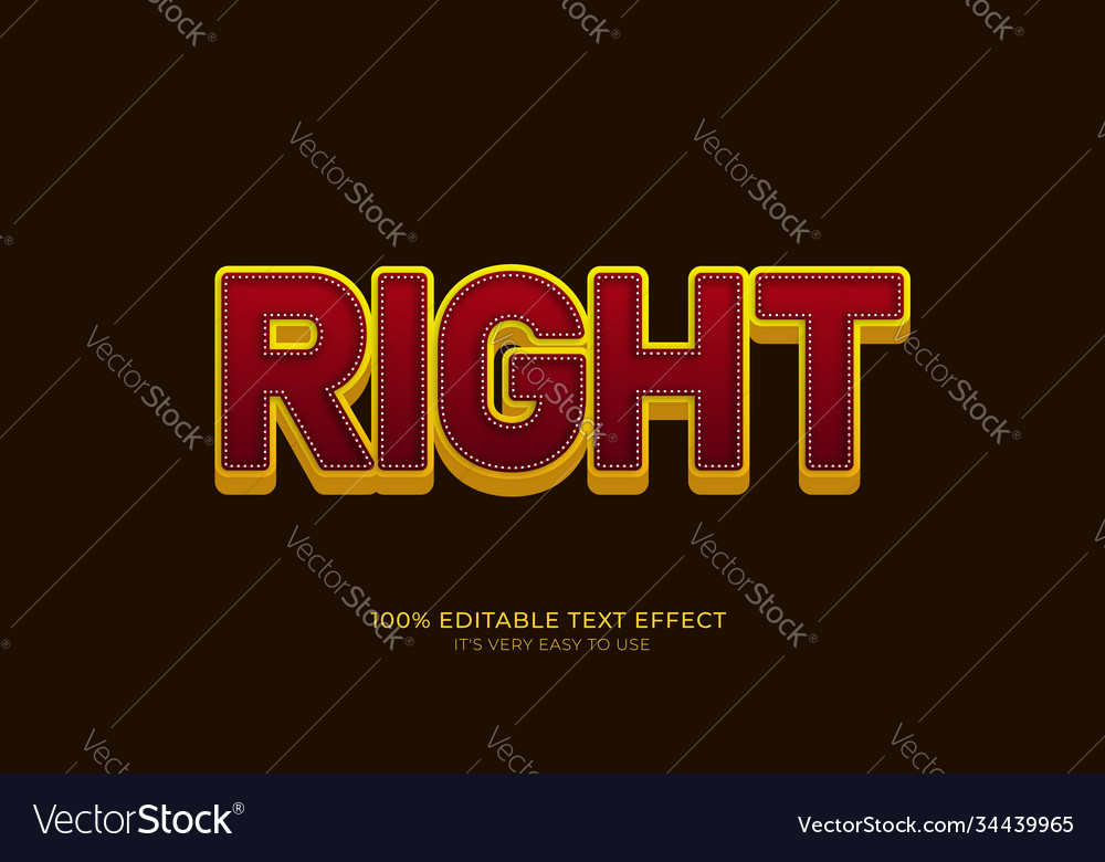 Right editable stylish text effect realistic 3d Vector Image