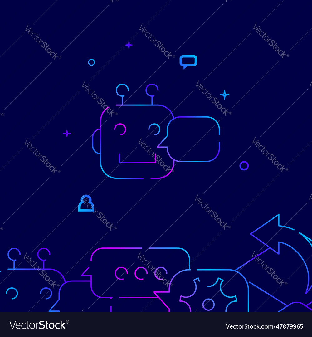 Robot chat bot gradient line icon