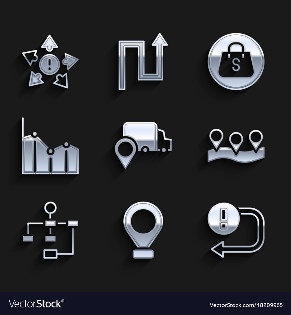 Set delivery tracking location arrow hierarchy vector image Set delivery tracking location arrow hierarchy