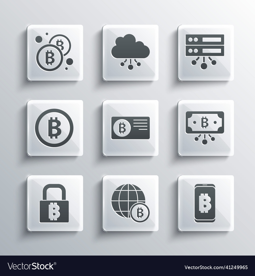 Set globe bitcoin mining from mobile vector image Set globe bitcoin mining from mobile