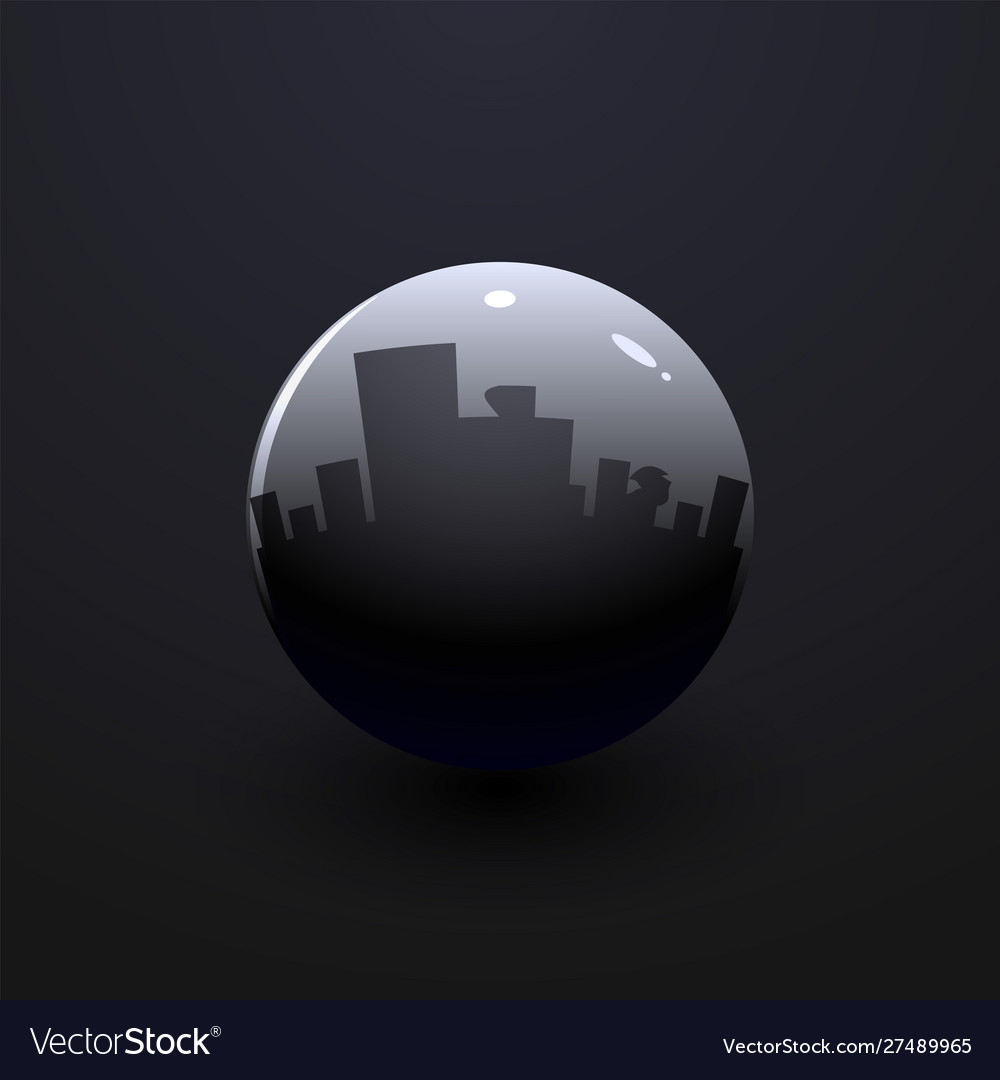 Silver ball with shadow on a black background Vector Image