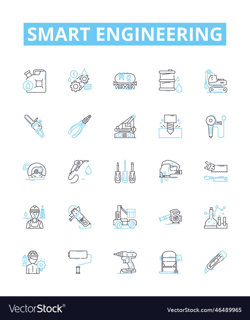 Smart engineering line icons set engineer