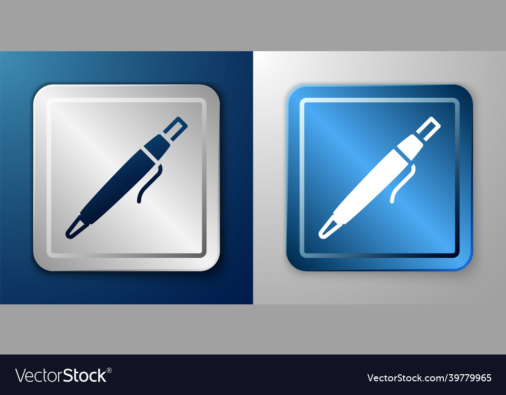 White pen icon isolated on blue and grey Vector Image