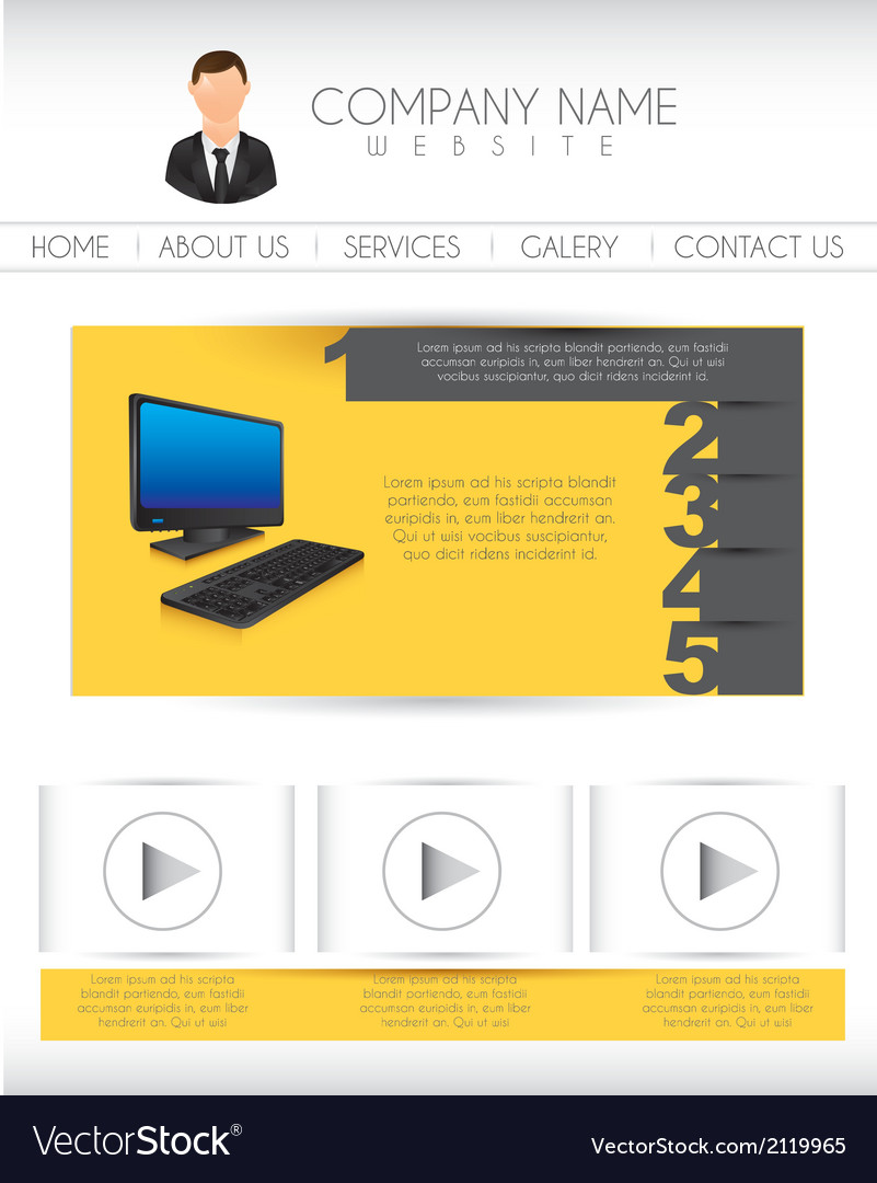 White website design template with icons