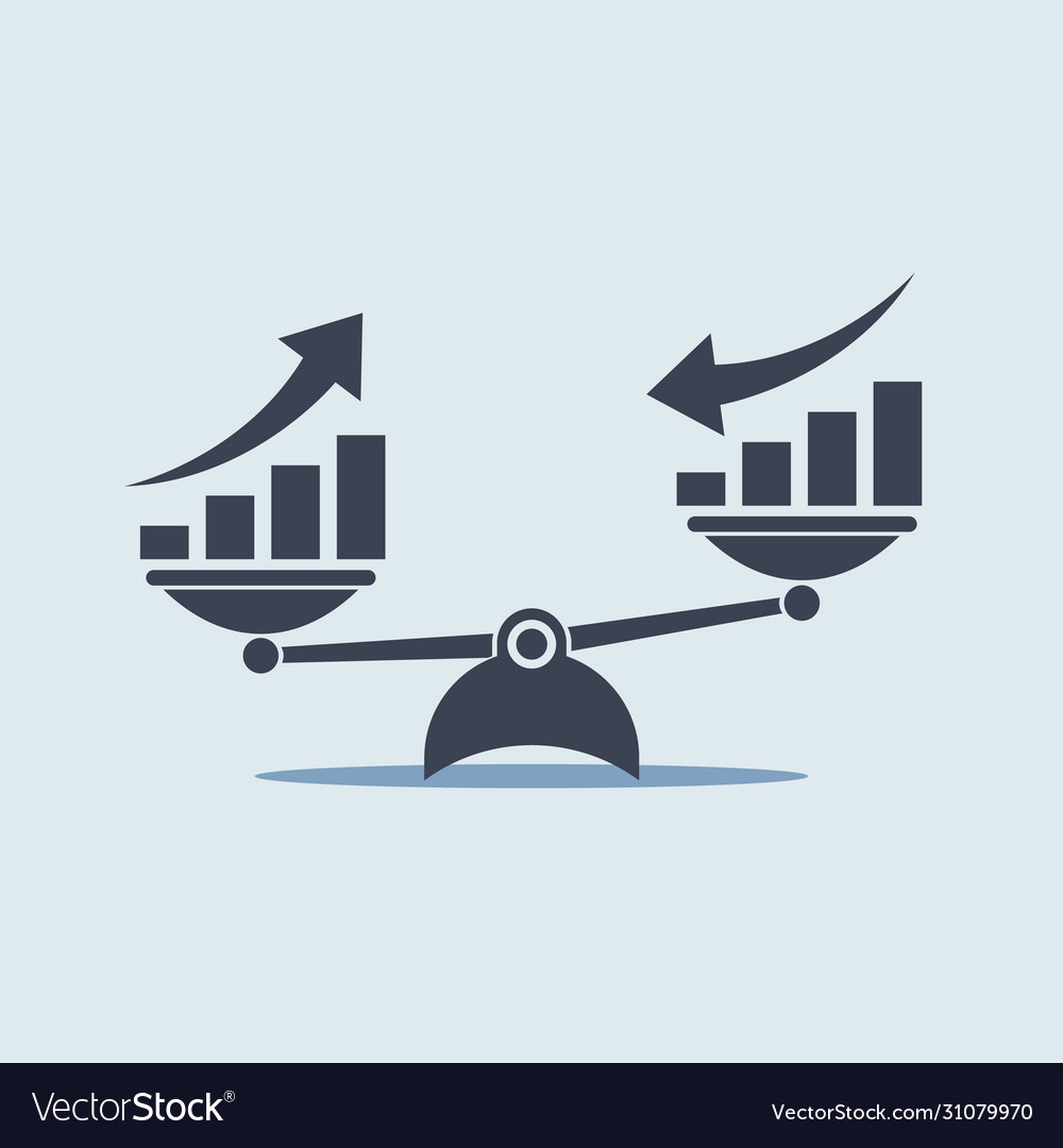 Arrow graph up and down on scale concept business Vector Image Arrow graph up and down on scale concept business