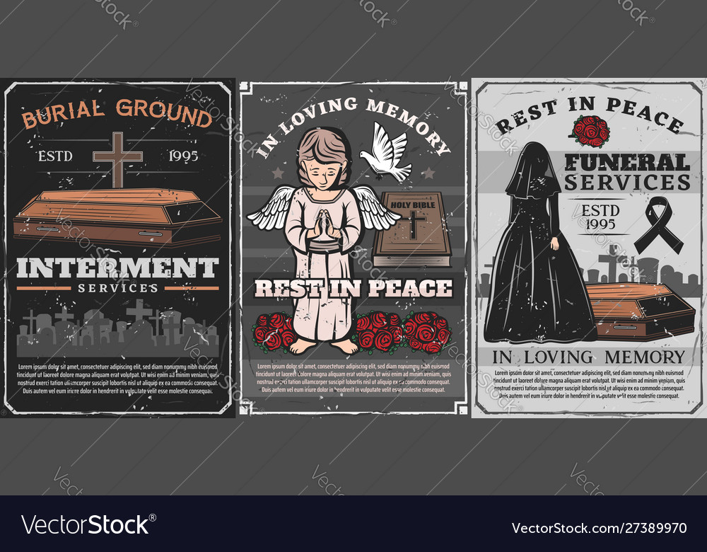 Cemetery coffin cross and grave funeral service Vector Image