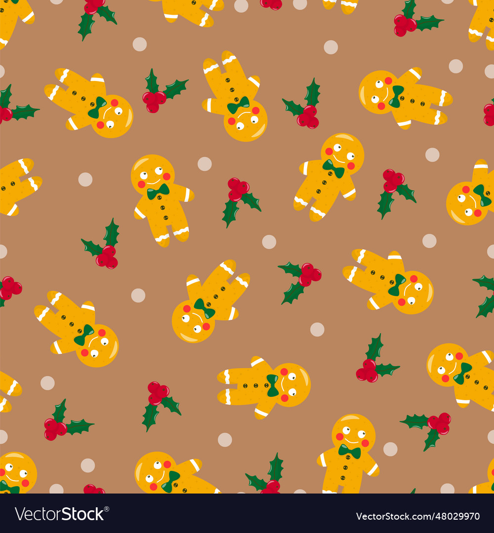 Christmas seamless pattern with gingerbread