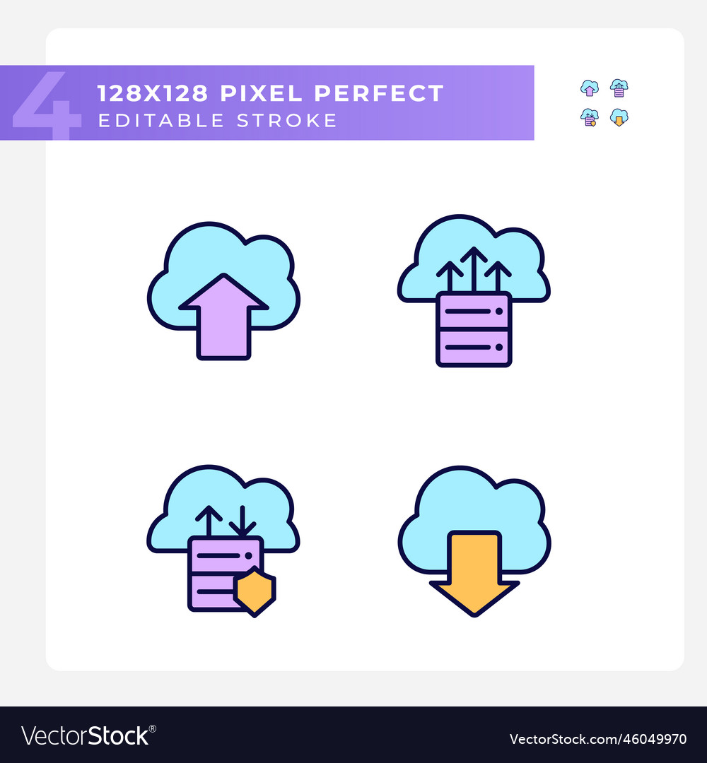 Data exchange via cloud resources pixel perfect Vector Image Data exchange via cloud resources pixel perfect