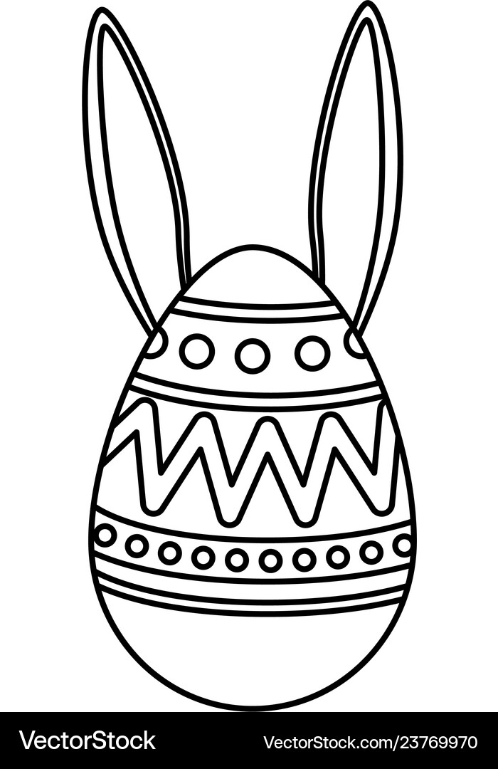 Egg painted with rabbit ears easter icon Vector Image