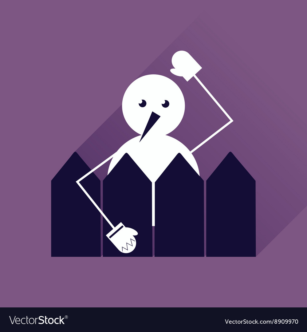 Flat web icon with long shadow snowman