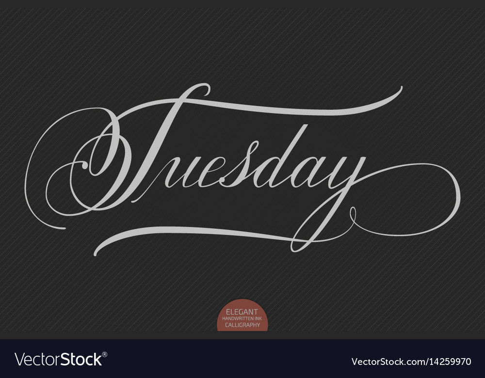 Hand drawn lettering tuesday elegant Royalty Free Vector