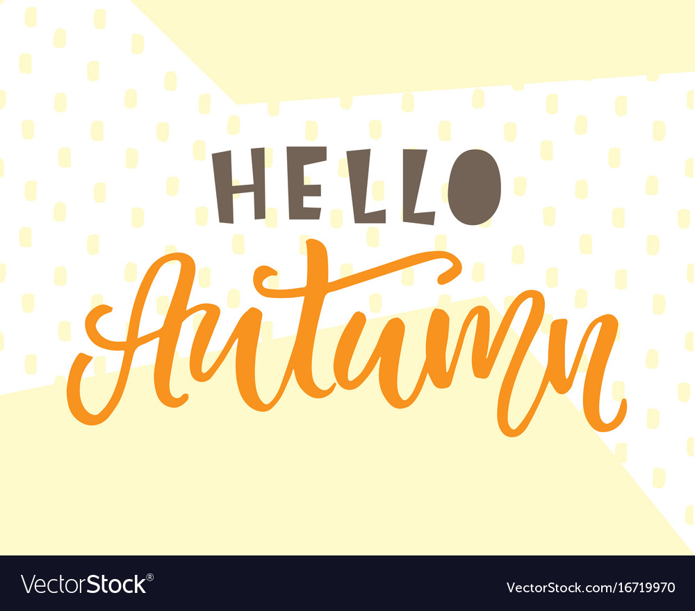 Hello autumn card typography poster design