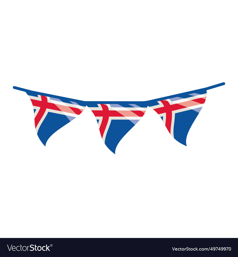 Iceland flag bunting Royalty Free Vector Image