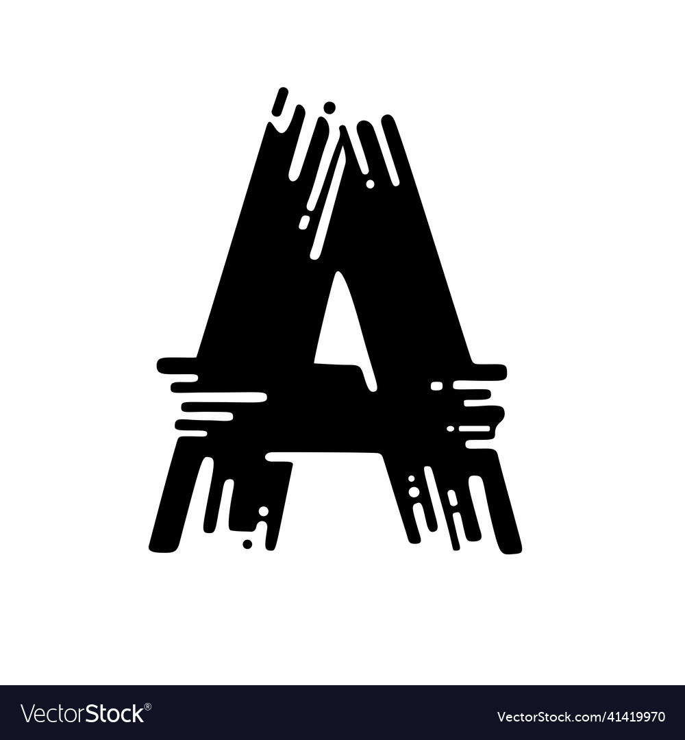 Letter a dry brush grunge lettering imitation Vector Image