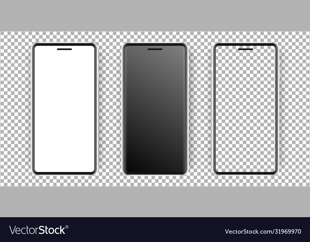 Realistic smartphone display mockup set vector image Realistic smartphone display mockup set