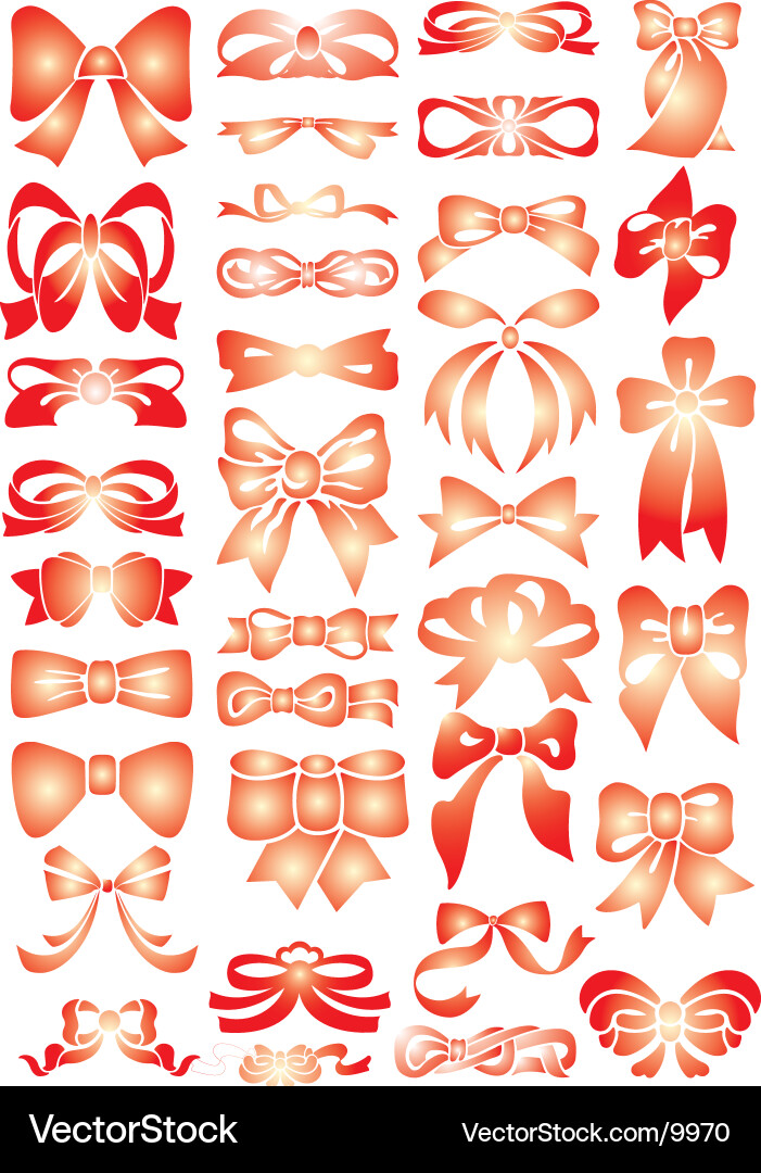 Red bows Royalty Free Vector Image - VectorStock