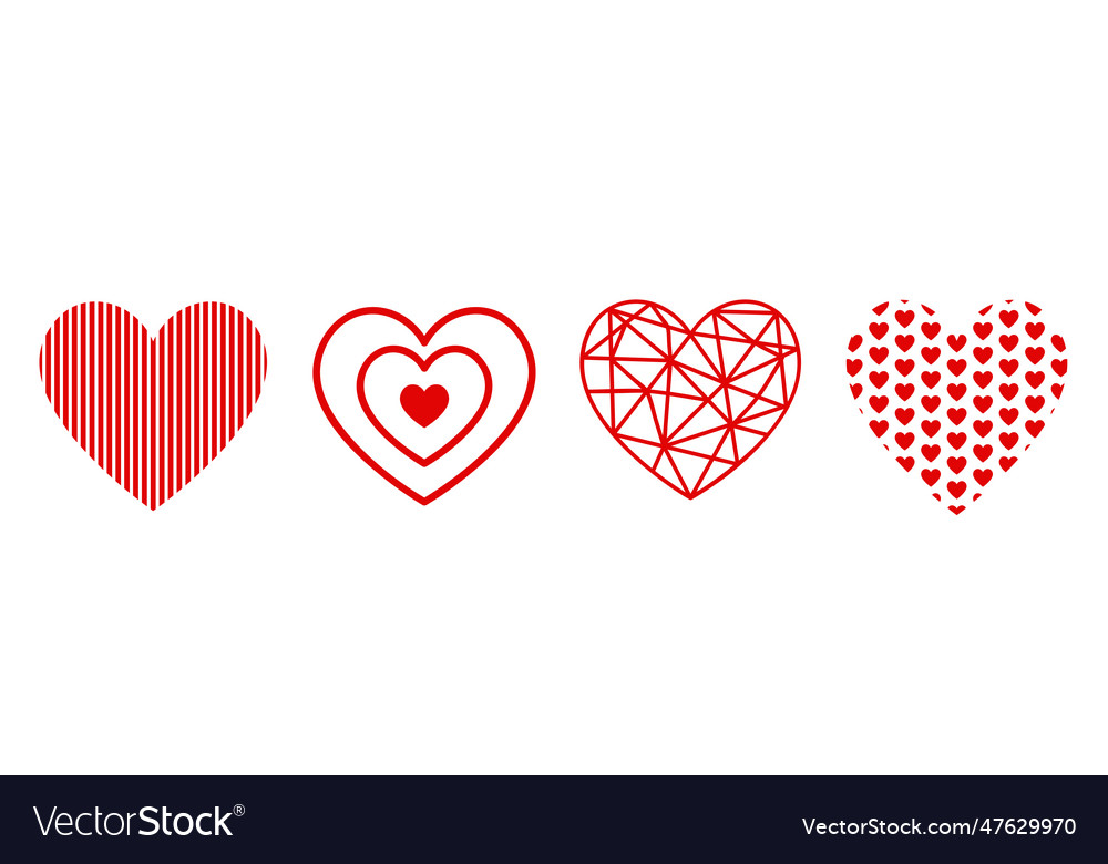 Red Heart Design Icon Logo Set Symbol Valentine Vector Image