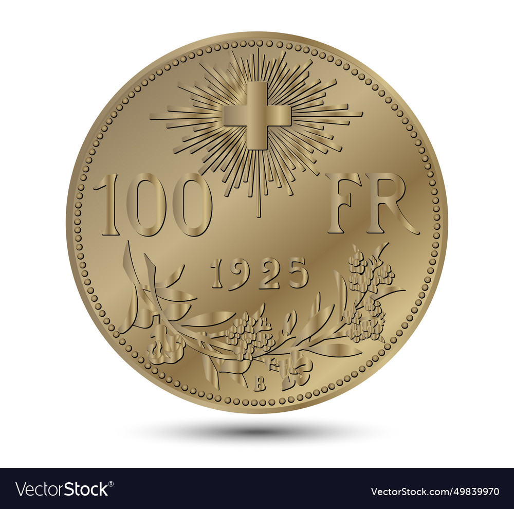 Reverse of switzerland 1925 hundred francs Vector Image