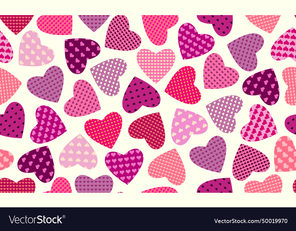 Seamless pattern of simple red hearts isolated