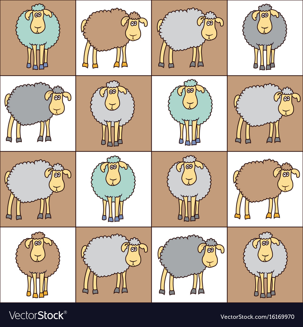 Seamless pattern with cartoon sheep