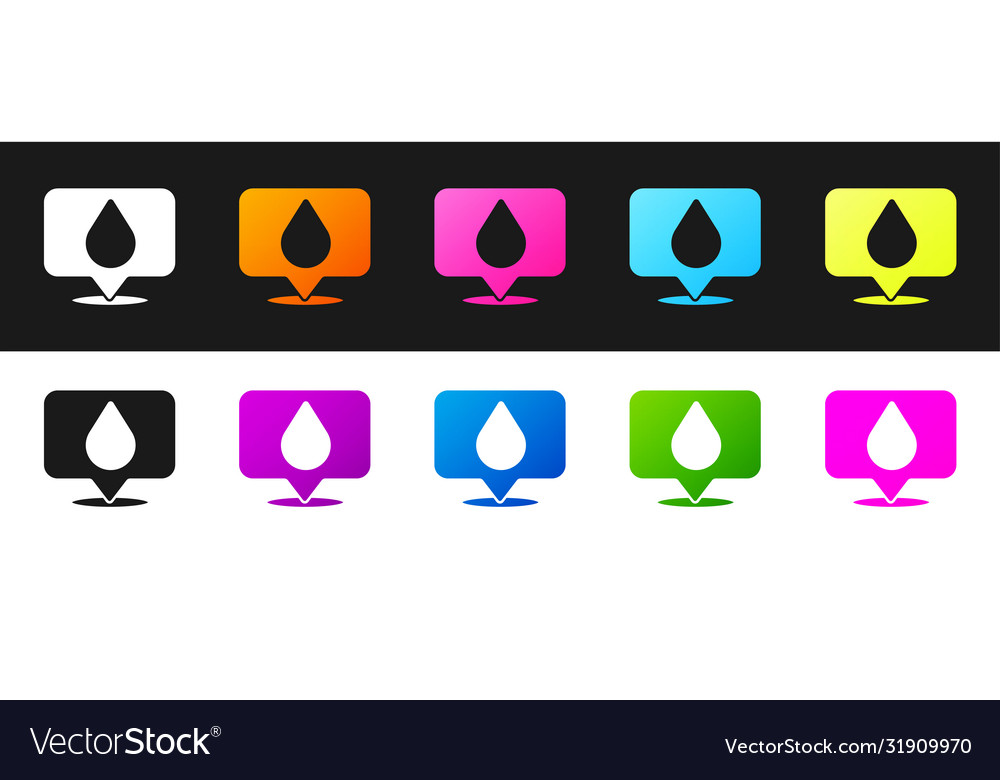 Set water drop with location icon isolated