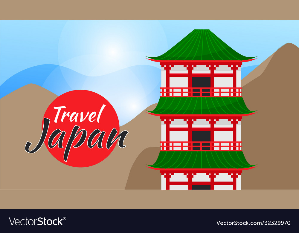 Travel japan poster with japanese famous