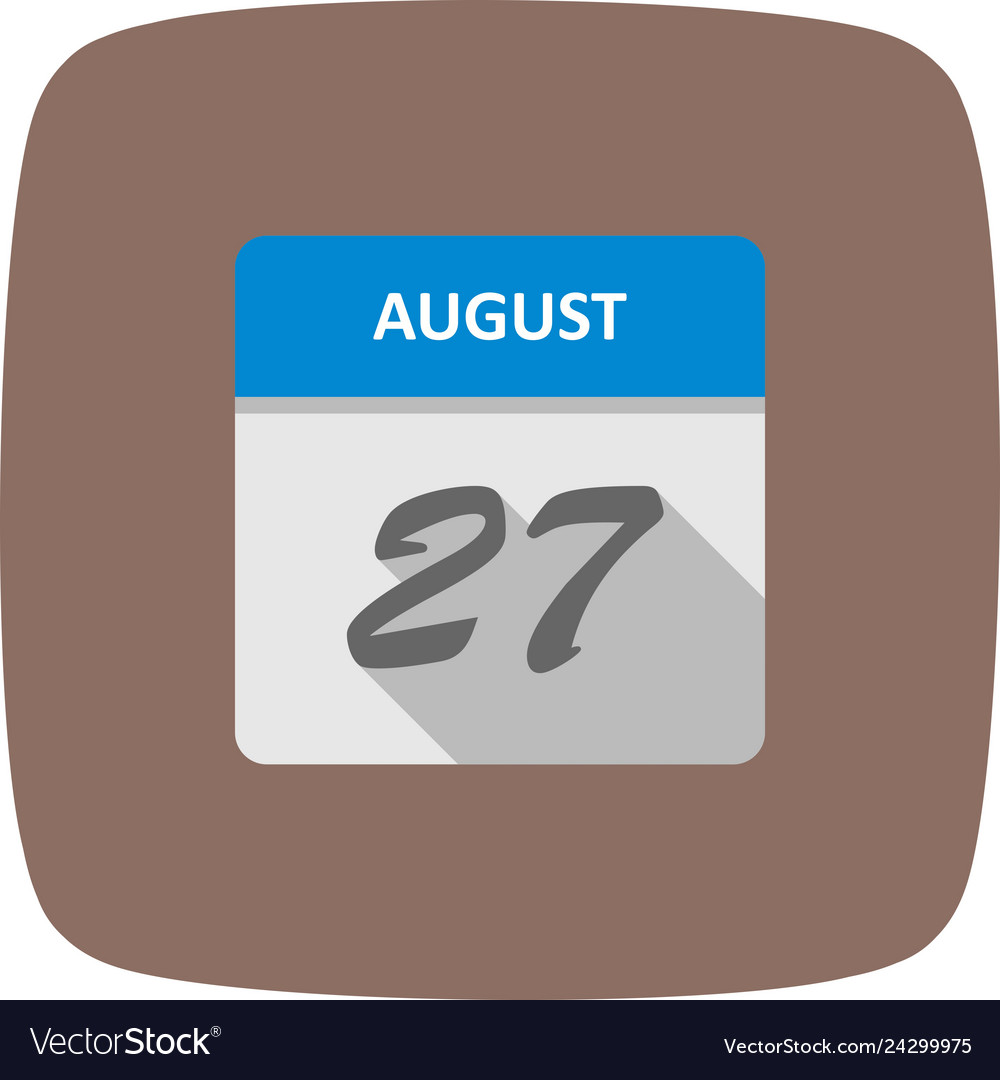 August 27th date on a single day calendar Vector Image