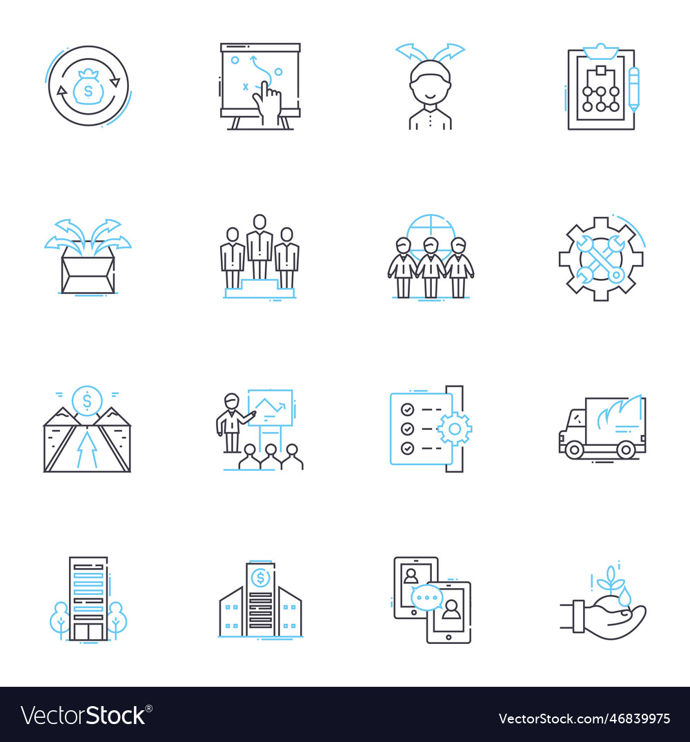 Beginning steps linear icons set initiative