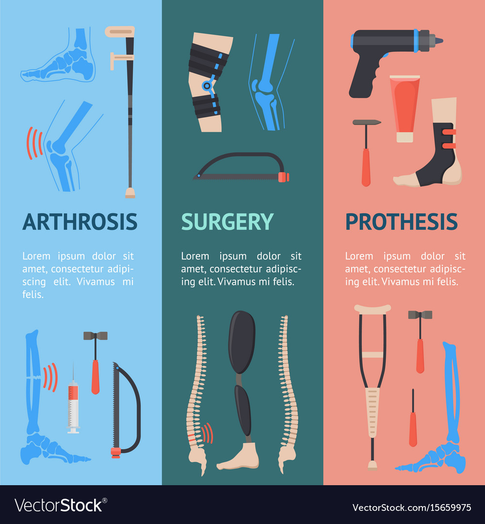 Cartoon orthopedic banner vecrtical set Royalty Free Vector