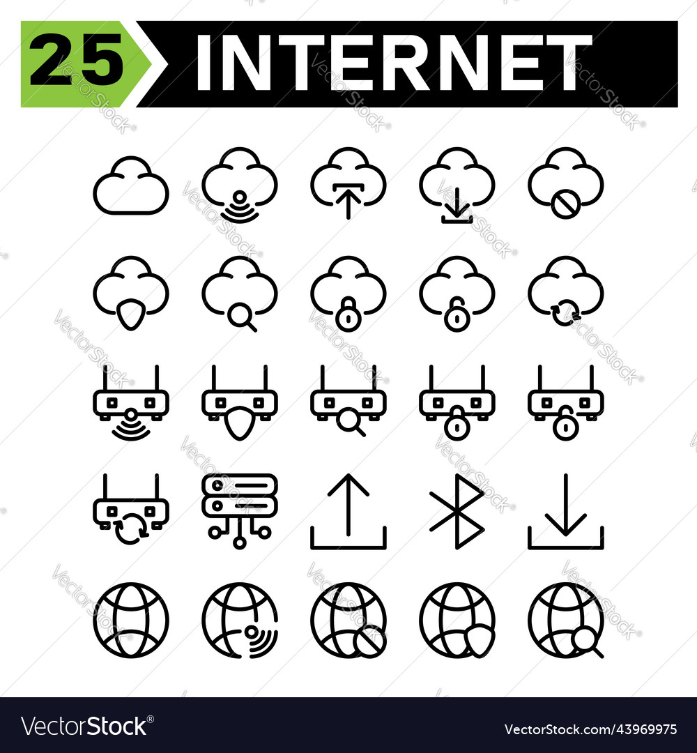 Cloud interface icon set include connection