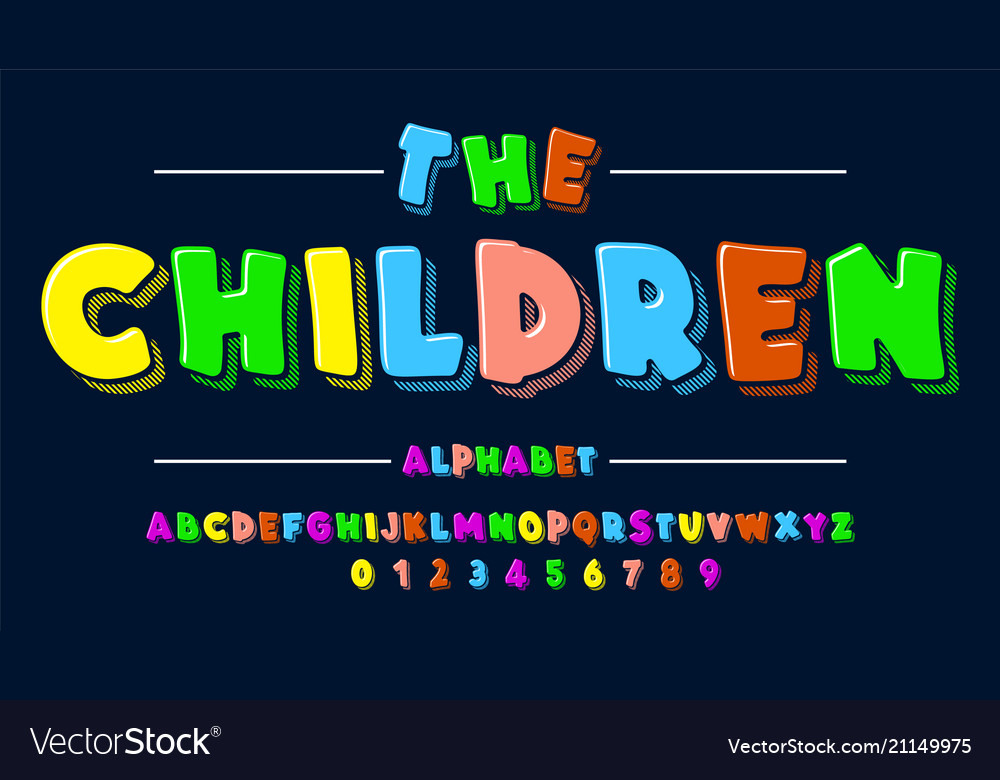 Colorful Kids Alphabet Font Set