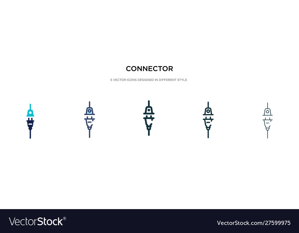 Connector icon in different style two colored