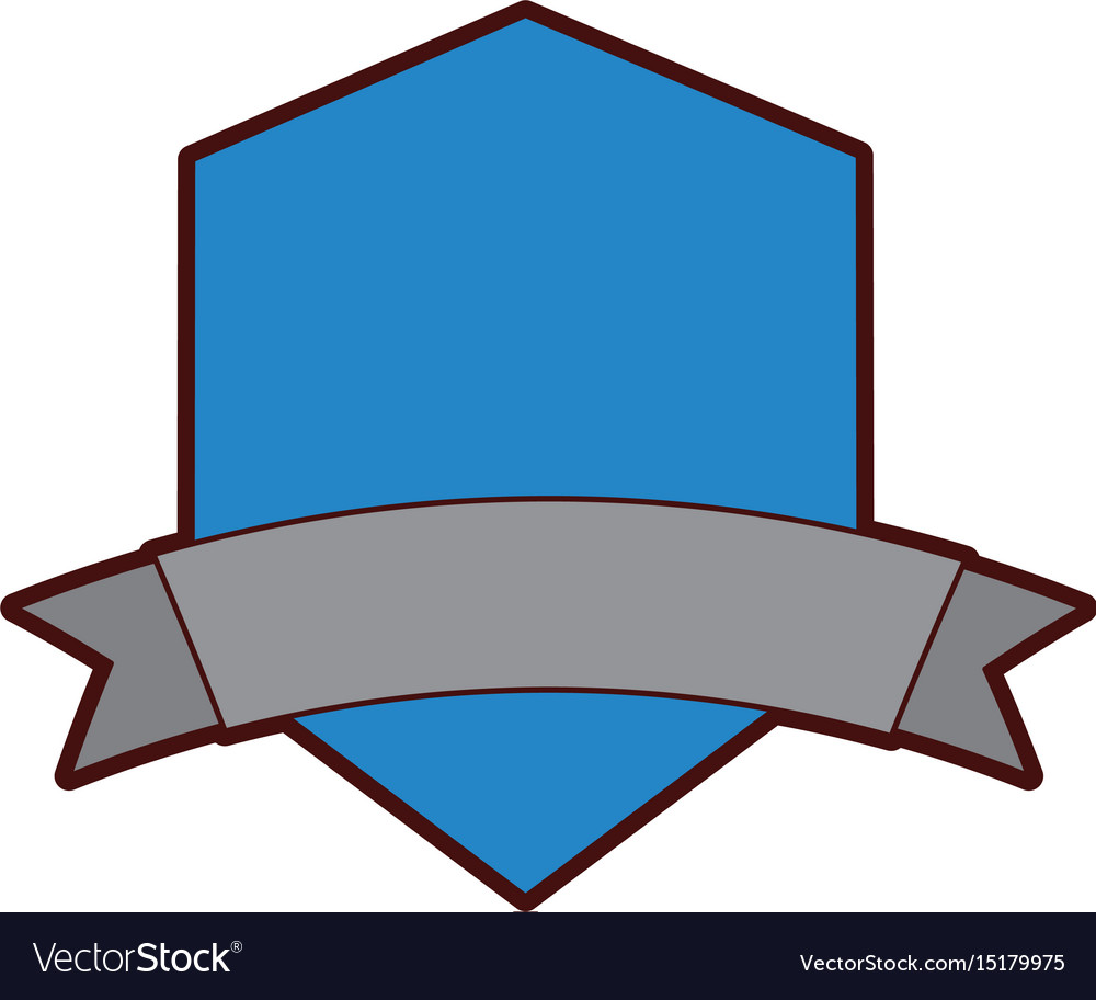 Elegant badge shield with ribbon icon Royalty Free Vector