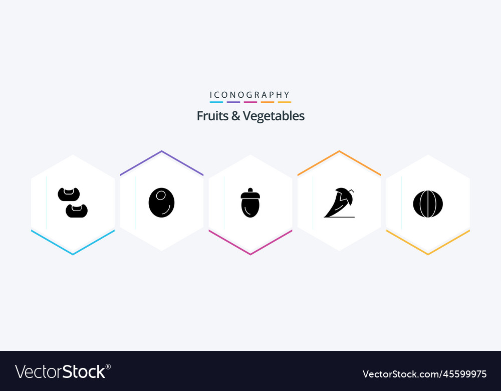 Fruits and vegetables 25 glyph icon pack