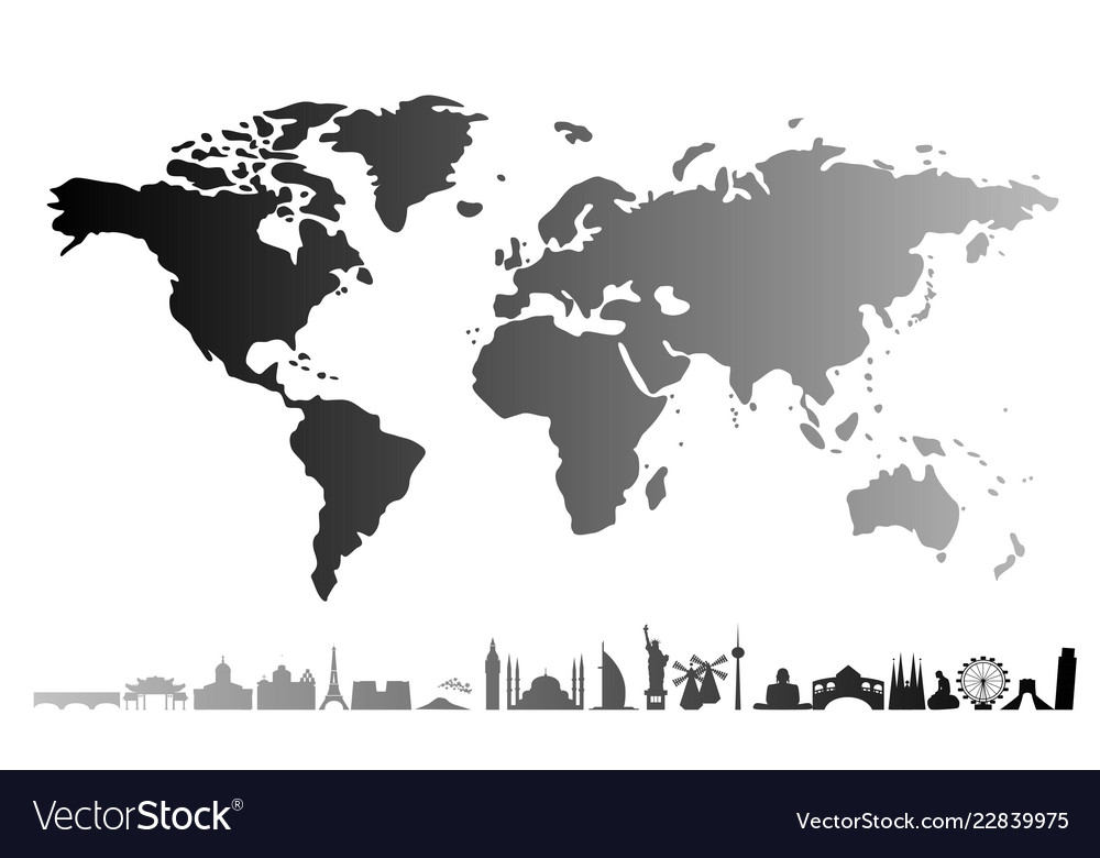 Geographical map of the world with different