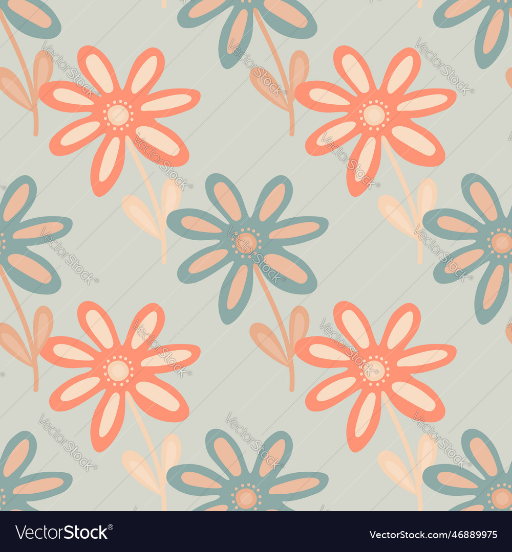 Hand drawn floral wallpaper cute flower seamless Vector Image