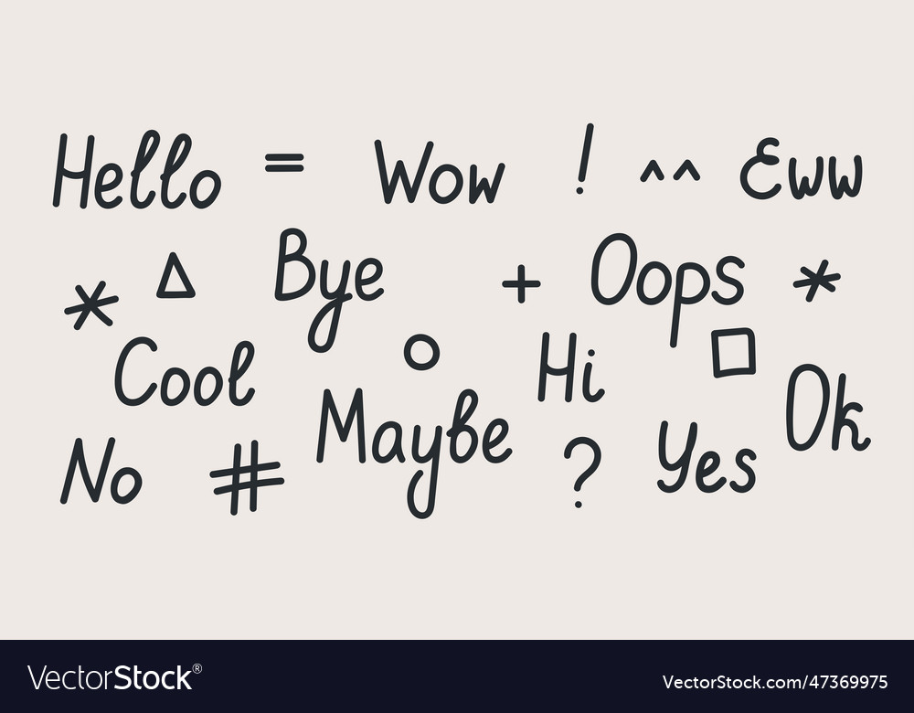 Handwritten communication words and chat symbols Vector Image