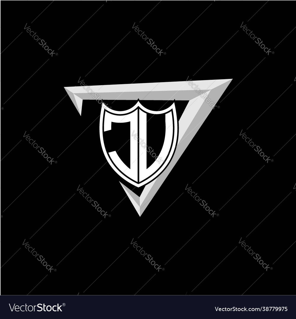 Initial letter j u shield shape with triangular Vector Image Initial letter j u shield shape with triangular