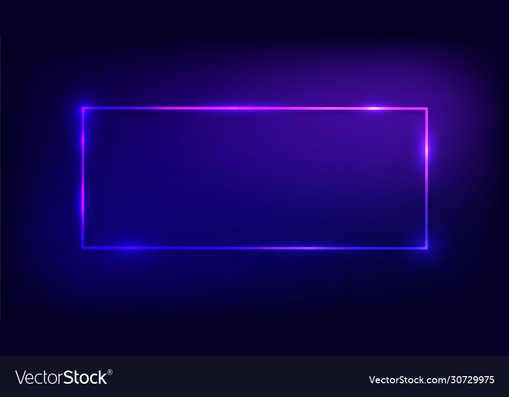 Neon rectangular frame with shining effects