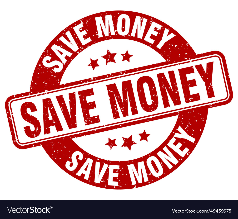 Save money stamp label round grunge Royalty Free Vector