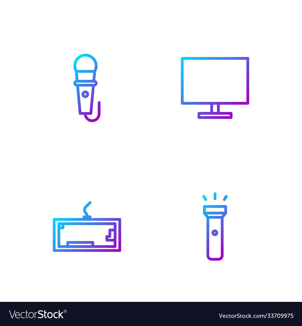Set line flashlight keyboard microphone