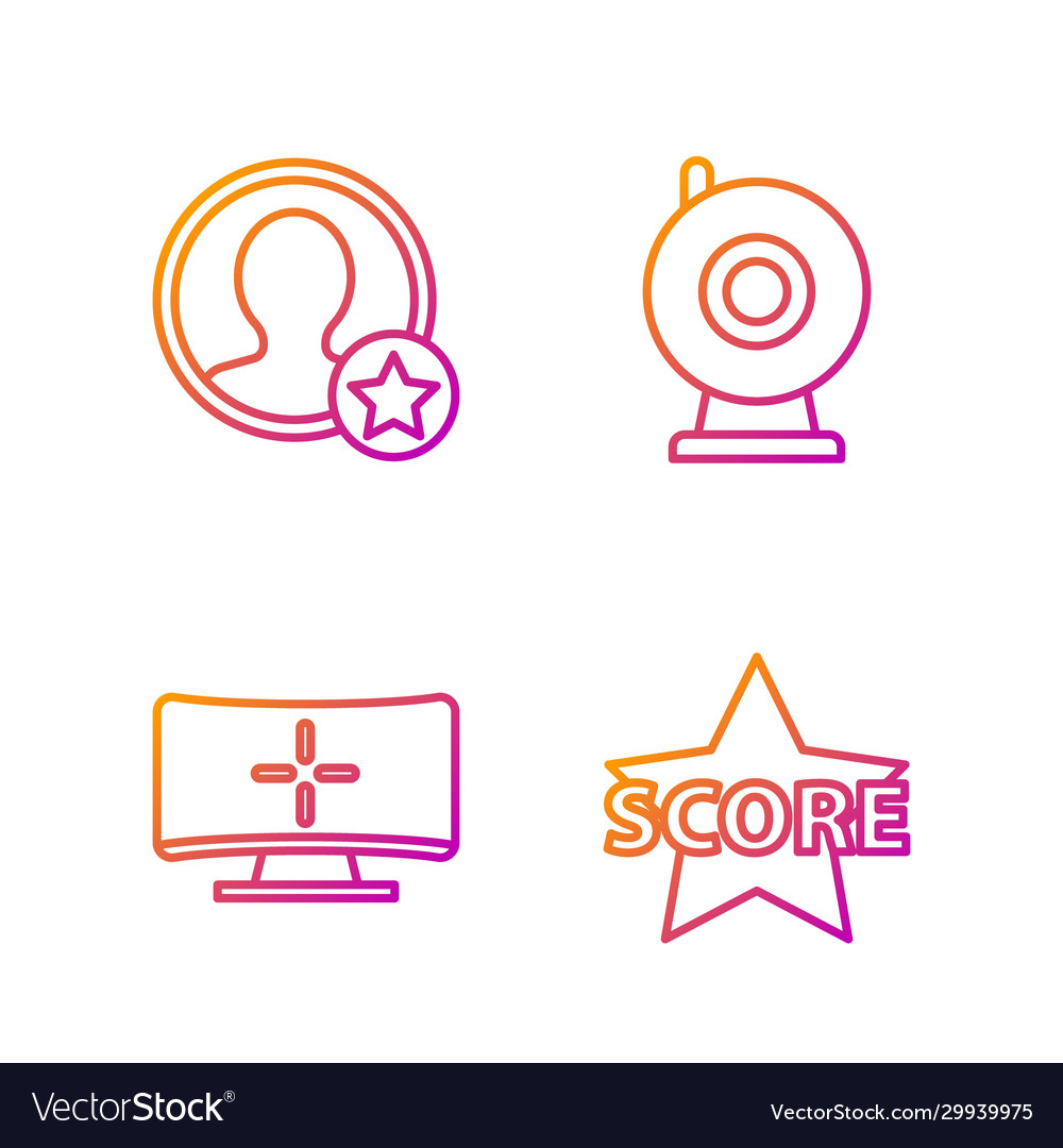 Set line star computer monitor premium create vector image Set line star computer monitor premium create