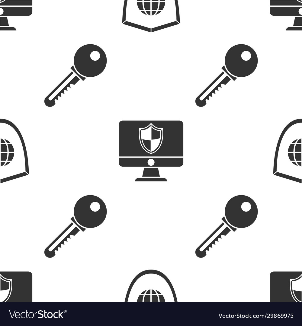 Set shield with world globe computer monitor