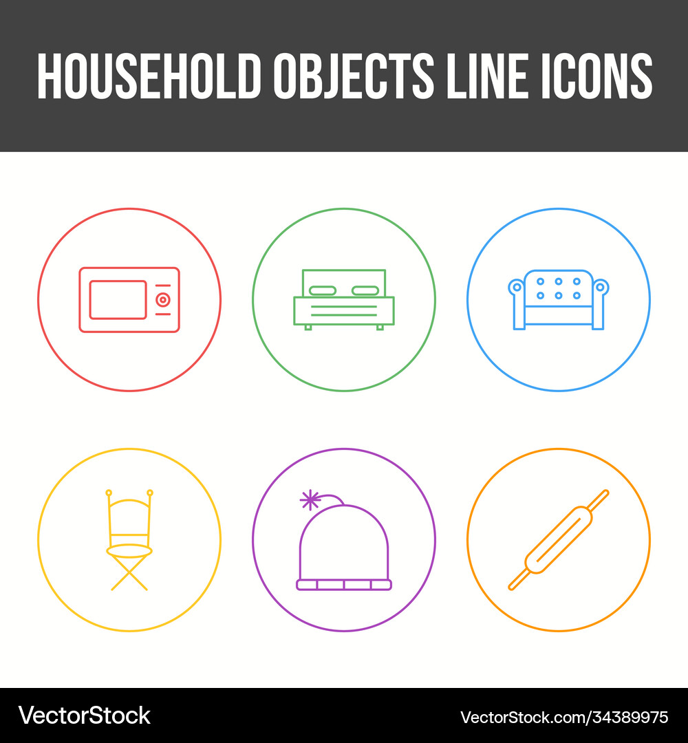 Unique household objects icon set Royalty Free Vector Image