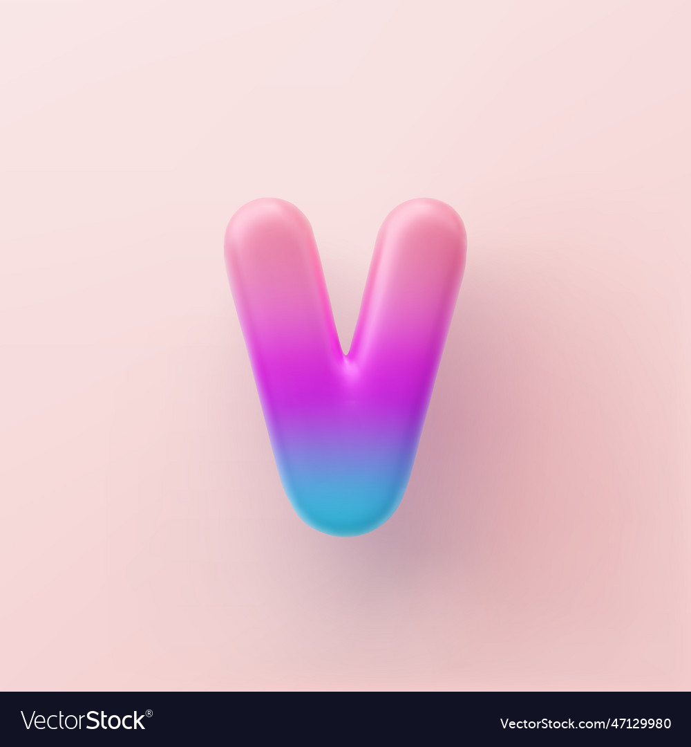 3d colorful gradient letter v on a light