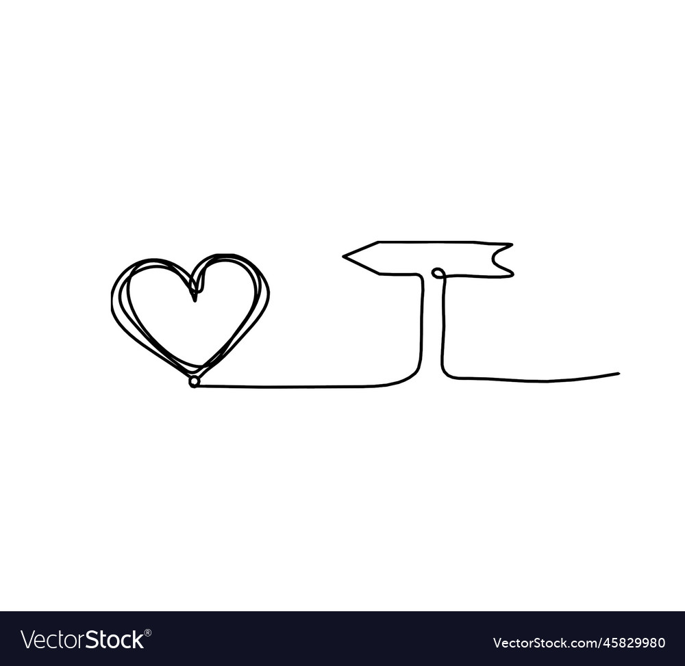Abstract heart with direction as continuous line