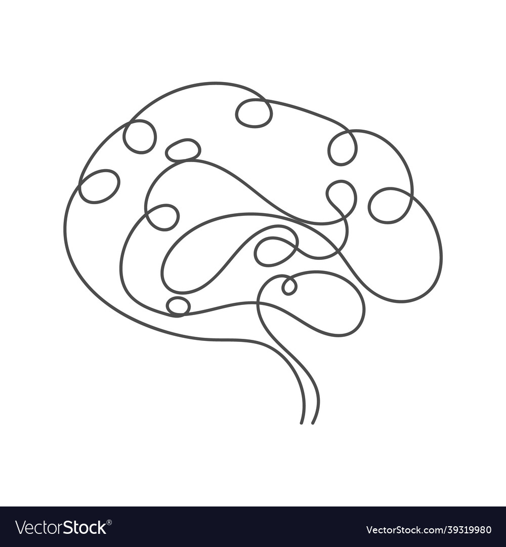 Brain abstract of the with a solid line vector image Brain abstract of the with a solid line