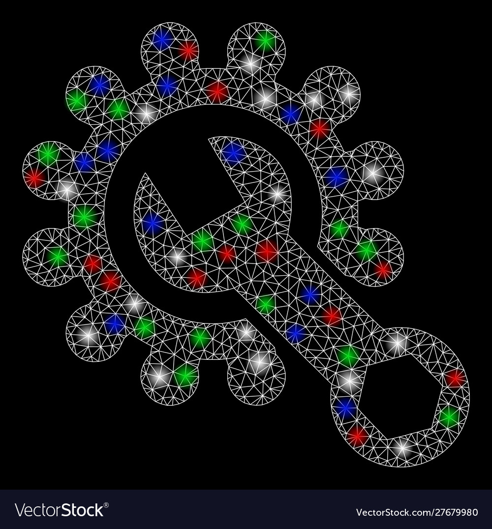 Bright mesh network service tools with flash spots Vector Image Bright mesh network service tools with flash spots