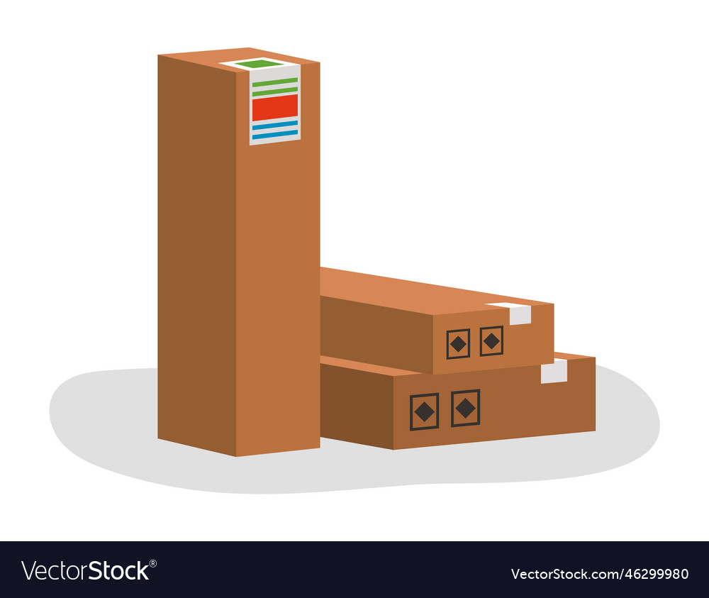 Carton square box delivery and packaging of goods vector image Carton square box delivery and packaging of goods